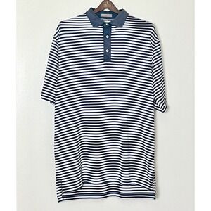 Peter Millar Summer Comfort Polo Shirt Men's‎ L Blue White Striped Golf Preppy